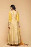 Banglori Silk Anarkalii Suit In Latte Yellow Color