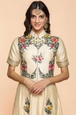 Beige Banglori Silk Anarkali Suit With Resham Work
