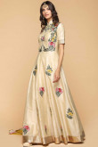 Beige Banglori Silk Anarkali Suit With Resham Work