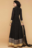 Resham Embroidered Crepe Black Anarkali Suit for Eid