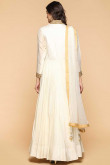 Cream White Silk Hand Embroidered Eid Anarkalii Suit
