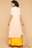 Yellow Silk Eid Anarkali Suit With Pink Embroidered Jacket