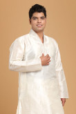 Off White Dupion Silk Pathani Suit for Eid Festival