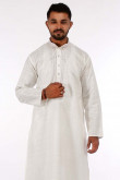 White Cotton Men Kurta Pyjama for Eid