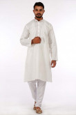 White Cotton Men Kurta Pyjama for Eid