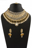 Designer Golden Necklace with Jhumka earrings and Tika