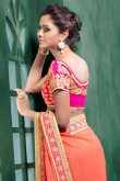 Orange And Pink Georgette Saree With Art Silk Blouse
