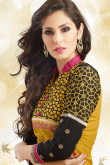 Rani and Yellow Cotton patiala Suit