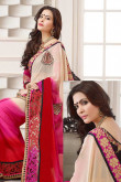 Beige with Red and Rani Georgette Saree