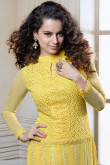 Yellow Georgette Churidar Suit and Yellow Dupatta
