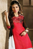 Pink Cotton Silk Salwar Suit with Black Dupatta