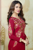 Red Georgette Churidar Suit with Red Dupatta