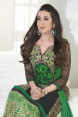 Black Green Georgette Churidar Suit with Chiffon Dupatta