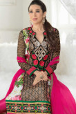 Brown Pink Georgette Churidar Suit with Chiffon Dupatta