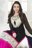 Black Pink Georgette Churidar Suit with Georgette Dupatta