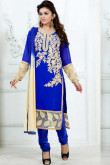 Royal Blue Georgette Churidar Suit With Dupatta
