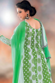 Off White Green Cotton Anarkali Churidar Suit With Dupatta