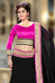 Black Art Silk Lehenga With Pink Art Silk Choli