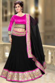 Black Art Silk Lehenga With Pink Art Silk Choli