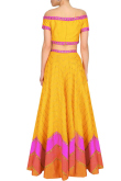 Yellow And Dark Pink Art Silk Lehenga With Art Silk Choli
