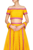 Yellow And Dark Pink Art Silk Lehenga With Art Silk Choli