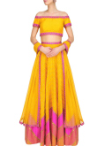 Yellow And Dark Pink Art Silk Lehenga With Art Silk Choli