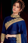 Tammna bhatia navy blue Silk Saree With Silk Blouse