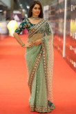 Green Net Saree With Banglori Silk Blouse