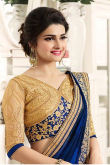 Bollywood Celebrity Prachi Desai Blue Georgette Saree