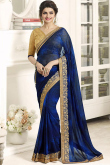 Bollywood Celebrity Prachi Desai Blue Georgette Saree