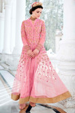 Light pink Net Trouser Suit With Dupatta