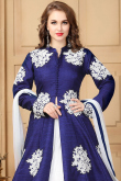 Blue And White Net With Santoon Lehenga With Khadi Silk With Fusing Choli