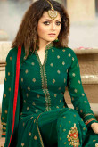 Resham Embroidered Georgette Castleton green Anarkali suit