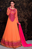 Orange Georgette Anarkali Suit with chiffon Dupatta
