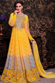 Yellow Brasso Net Anarkali Suit with net Dupatta