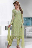 Light Green Georgette Trouser Suit With Dupatta