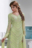 Light Green Georgette Trouser Suit With Dupatta