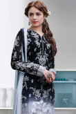Black And Grey Georgette Trouser Suit With Dupatta