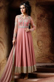 Pink Georgette Anarkali churidar Suit With Dupatta