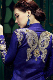 Blue Silk Churidar Suit With Dupatta