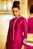 Pink Bhagalpuri silk Churidar Suit With Dupatta