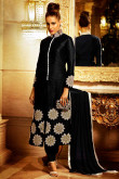 Black Bhagalpuri Silk Churidar Suit With Dupatta