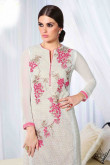 White Georgette Trouser Suit With Dupatta