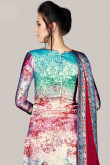 Multi Color Crepe And Satin Churidar Suit With Dupatta