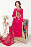 Stylish Pink Georgette Trouser Suit With Dupatta