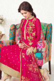 Stylish Pink Georgette Trouser Suit With Dupatta