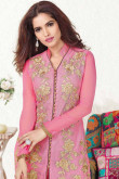 Pink Georgette And Net Trouser Suit With Dupatta