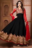 Red And Black Georgette Anarkali Churidar Suit With Dupatta