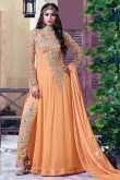 Orange Georgette Anarkali Churidar Suit With Dupatta