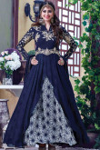 Navy Blue Georgette Gown Suit With Dupatta